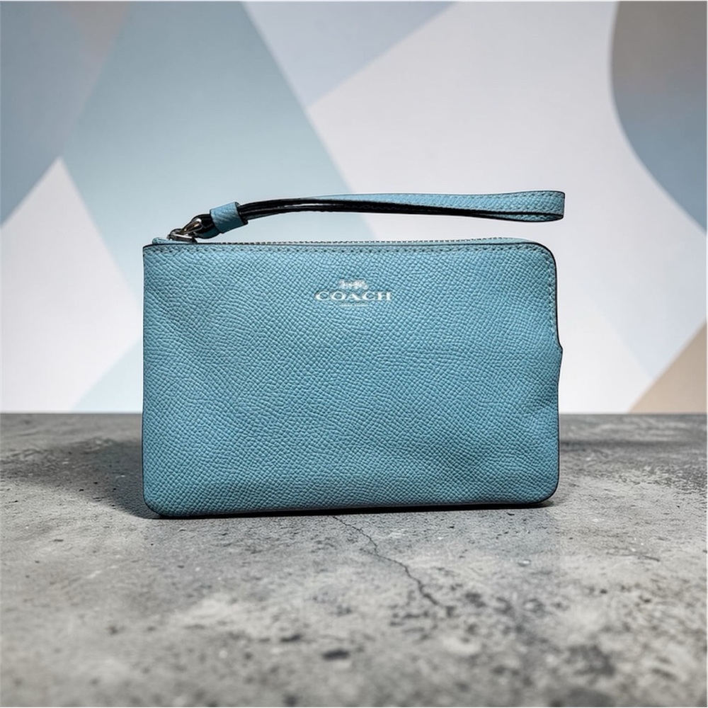 Coach Light Blue Leather Wristlet